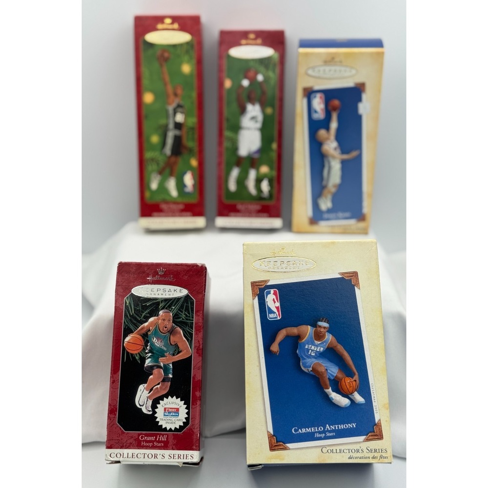 (5) NBA Basketball Hallmark Keepsake Ornaments - Duncan Kidd Malone Anthony Hill